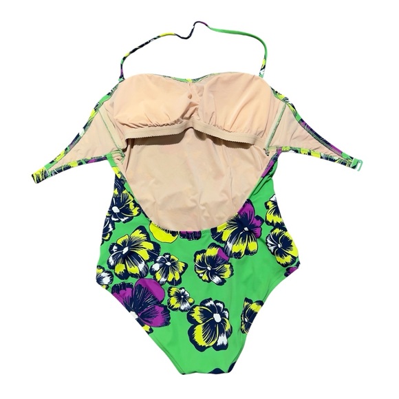 J.Crew One-piece Tube Top Halter Neck Backless Swimsuit Preppy Green Size Large - Picture 4 of 16